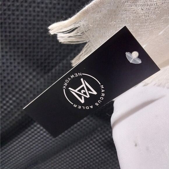 NWT! MARCUS ADLER NEW YORK! SILVER EMBROIDERED CREAM SCARF, WRAP, LARGE! - Picture 7 of 10